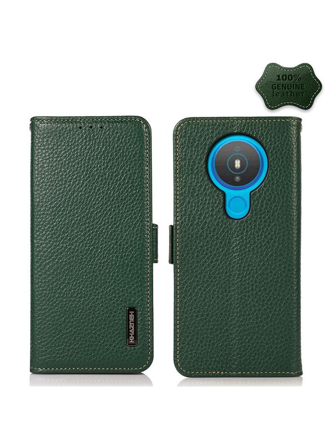 اس-توب جراب هاتف نوكيا 1.4 KHAZNEH من الجلد الطبيعي الليتشي المغناطيسي الجانبي بتقنية RFID - Image 1