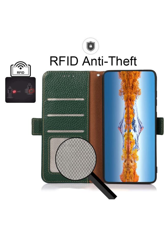 اس-توب جراب هاتف نوكيا 1.4 KHAZNEH من الجلد الطبيعي الليتشي المغناطيسي الجانبي بتقنية RFID - Image 4