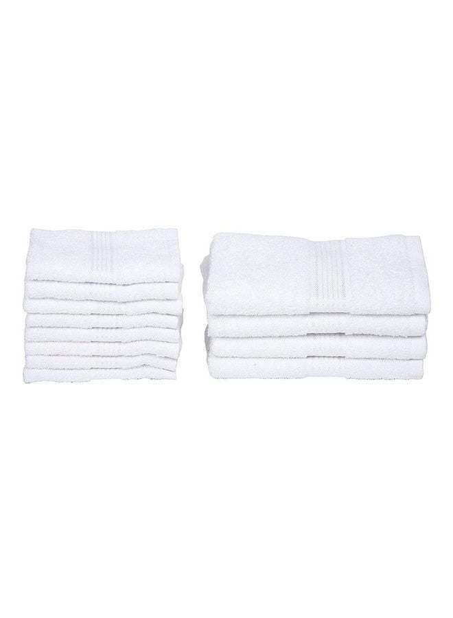 KOPA [12pc] Quick Dry 100% Cotton Soft Terry Towel -4pc Hand, 8pc Face (d'ross) | Quick Dry 100% Cotton | Super Absorbent, Lightweight, Odour Free - for Men, Women, Kids Solid-White - Image 3