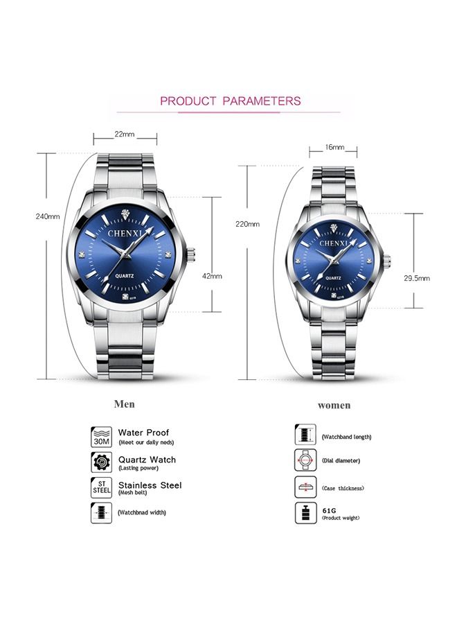 Chenxi ساعة يد كلاسيكية للرجال باللون الفضي/الأزرق - Image 2