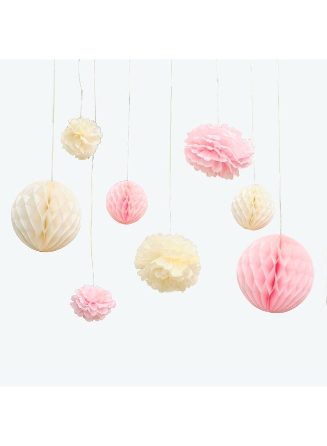 Ginger Ray Pom Pom And Honeycomb Hanging Tissue Party Decorations - Image 1