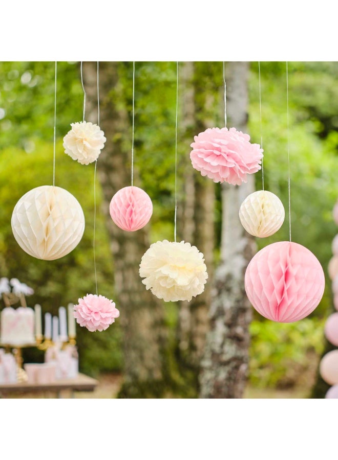 Ginger Ray Pom Pom And Honeycomb Hanging Tissue Party Decorations - Image 3