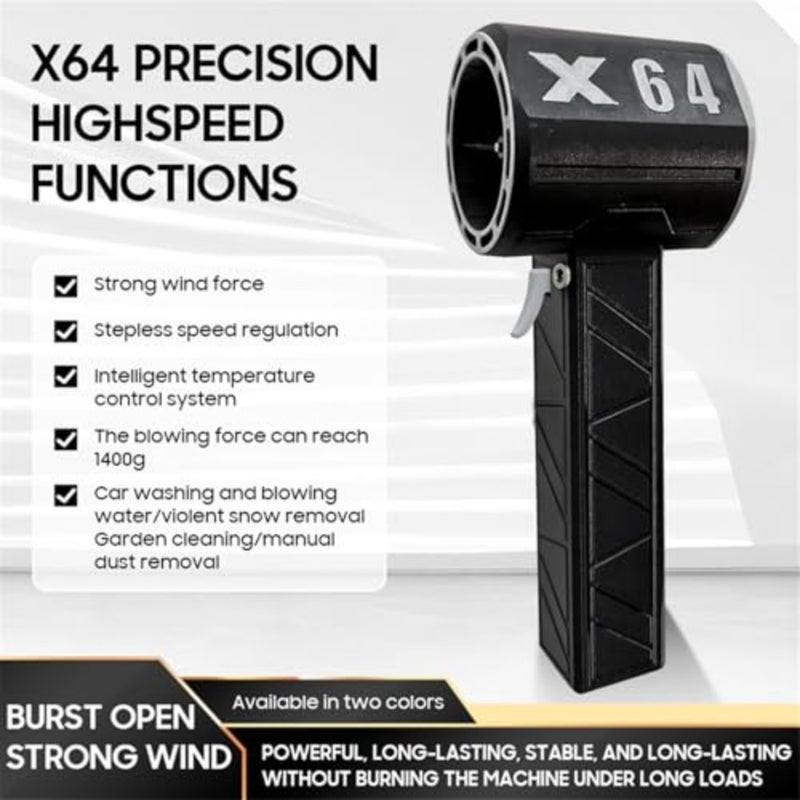 Car drying application, black ABS plastic, black, 8000mAh battery with 180000 RPM turbofan and stepless speed control - Image 2