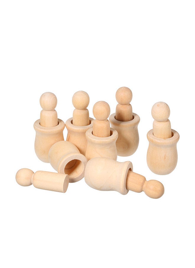 NIBEMINENT - 10-Piece Wooden Peg Dolls People Nesting Doll Set - Image 1