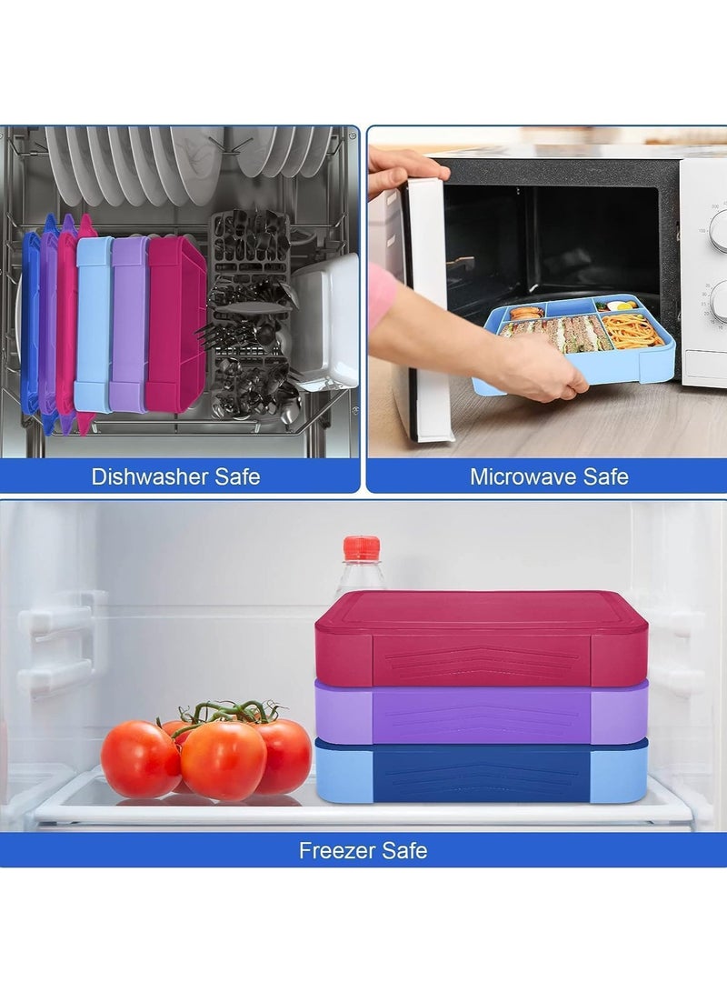 صندوق غداء لمدرسة الأطفال، صندوق غداء للأطفال مع مقصورات، صندوق بينتو للأطفال، صندوق غداء ضد التسرب للبنات والأولاد، صندوق وجبات خفيفة، مثالي للمدرسة، حضانة ورحلات (أزرق ملكي) - Image 5