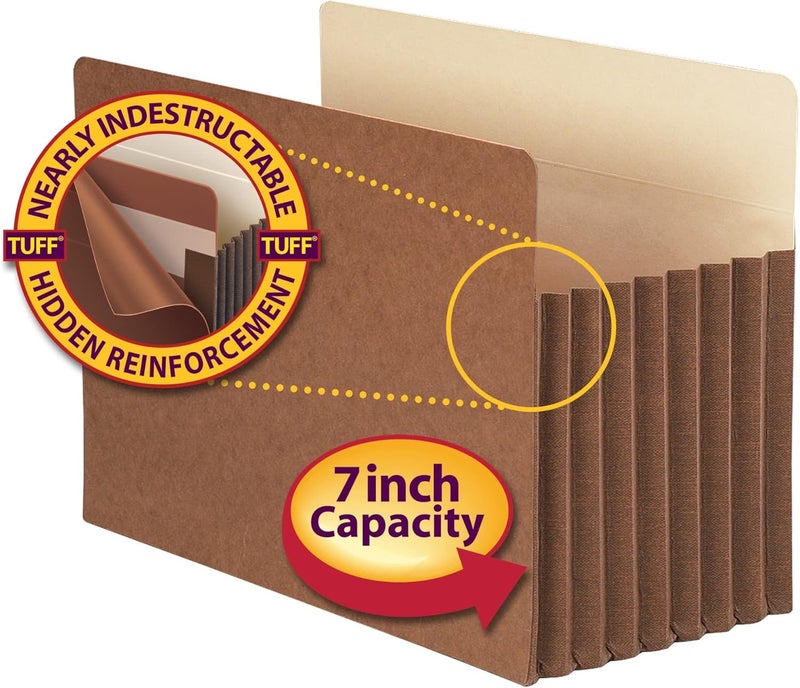Smead TUFF Pocket File Pocket StraightCut Tab 7 Expansion Legal Size Redrope 5 per Box 74395 - Image 2