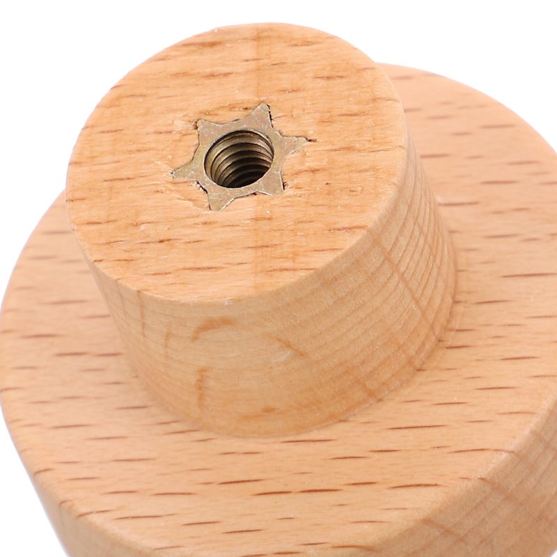 Solid Beech Wood Cabinet Handles 35mm Single Hole Drawer Knobs Rustic Round Pulls - Image 4
