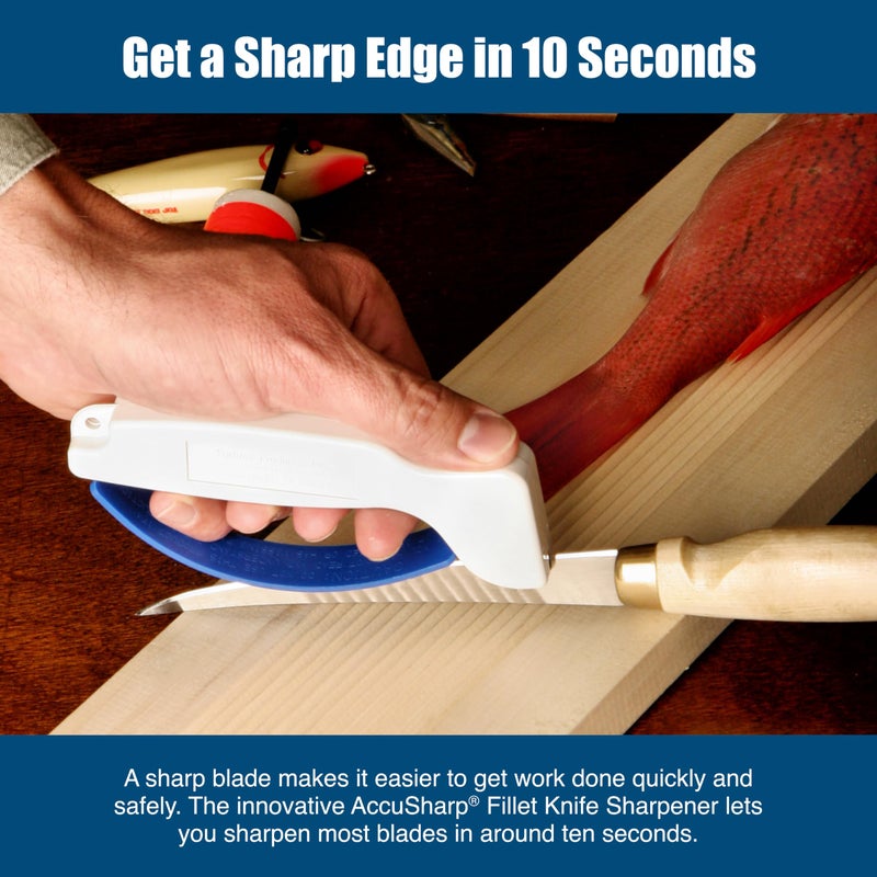 AccuSharp AccuSharp Knife & Tool Sharpener, Restores, Hones & Sharpens Straight & Serrated Knives, Hand-Held Tungsten Carbide Sharpening Tool, White & Blue, 1 Pack  - Image 3