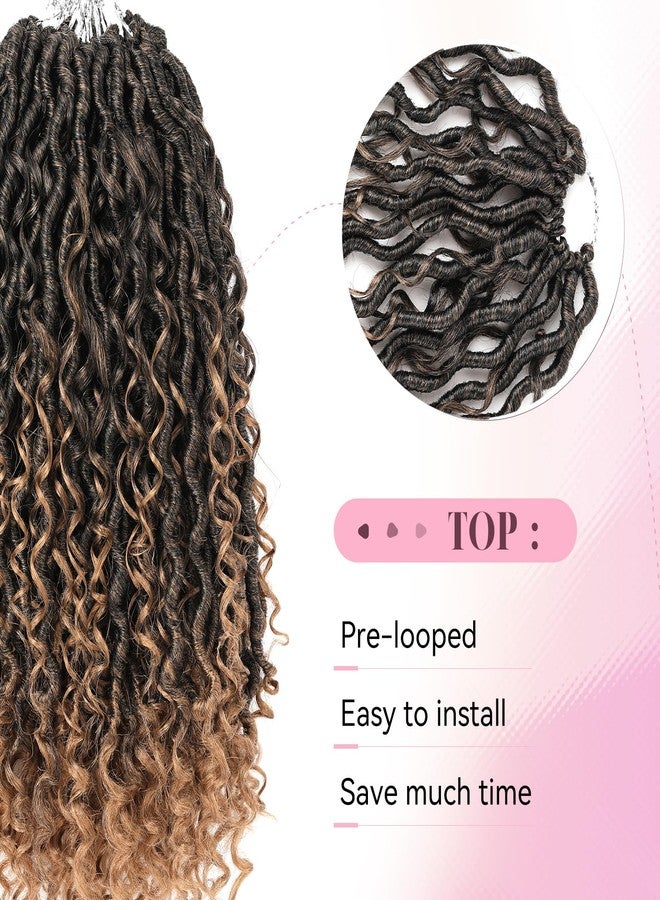 وصلات شعر كروشيه Goddess Locs بطول 14 بوصة، بوهو ريفر لوكس هيبي مموج مع شعر مجعد في المنتصف والأطراف (8 عبوات، 14 بوصة، T27) - Image 3
