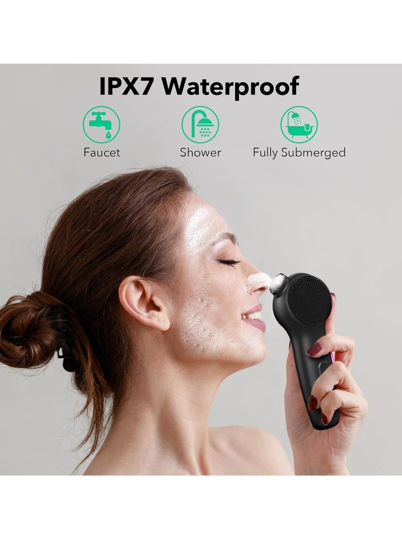 SYOSI Facial Cleansing Brush Face Scrubber Silicone Sonic Vibration Face Cleanser Brush Electric Exfoliating with Nose Scrub Men Women Waterproof Rechargeable Massager Deep Clean Skin Care Routine - Image 5