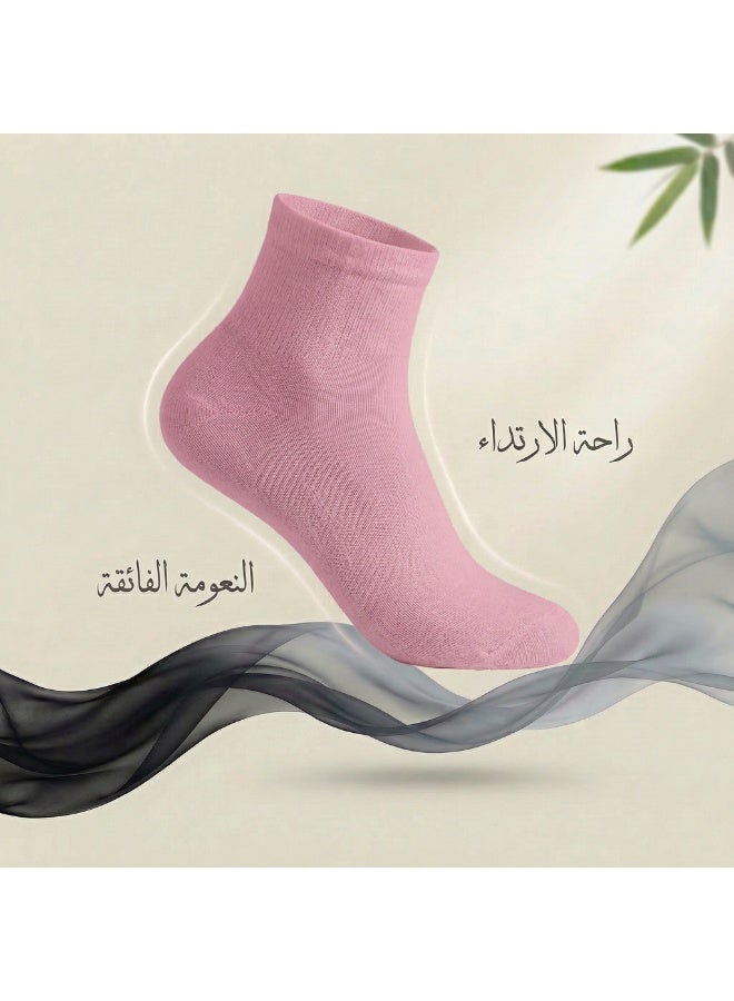 Dodoliza Women Premium Classic Bamboo Socks with Nano Silver Technology Anti Bacterial Medium Size Pink 5 Pairs - Image 5