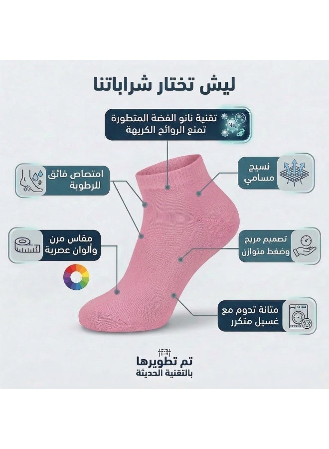 Dodoliza Women Premium Classic Bamboo Socks with Nano Silver Technology Anti Bacterial Medium Size Pink 5 Pairs - Image 1