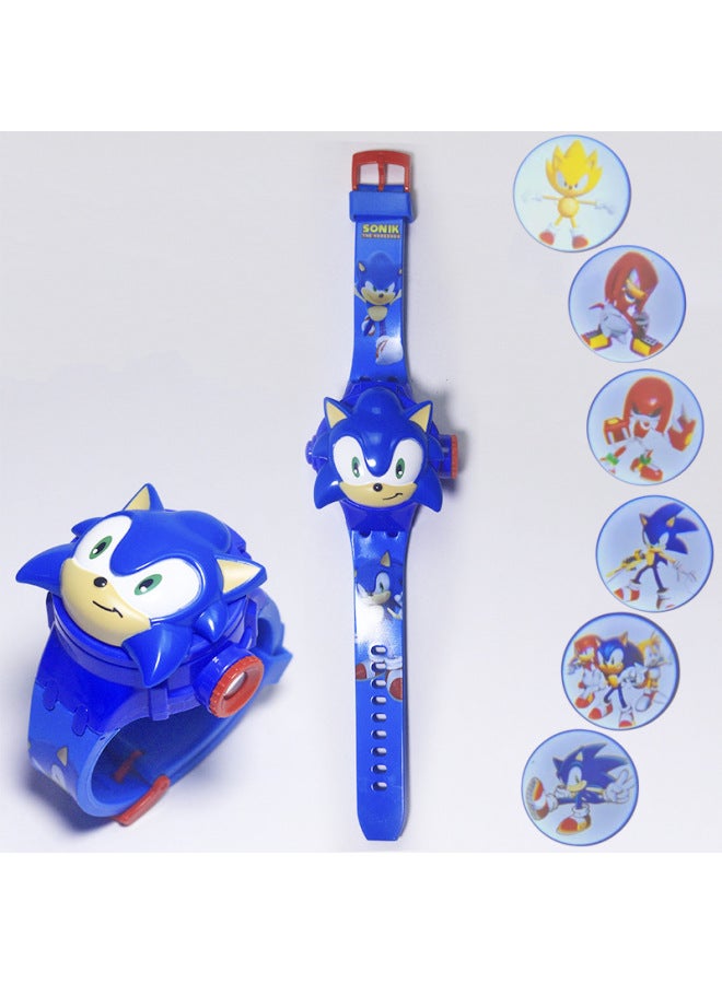 Live Supply Animation Flip Projection Watch Avengers Spider-man Telescopic Digital Watch Kidsren's Toy Gift-Color:8066 Bagged Sonic  - Image 1