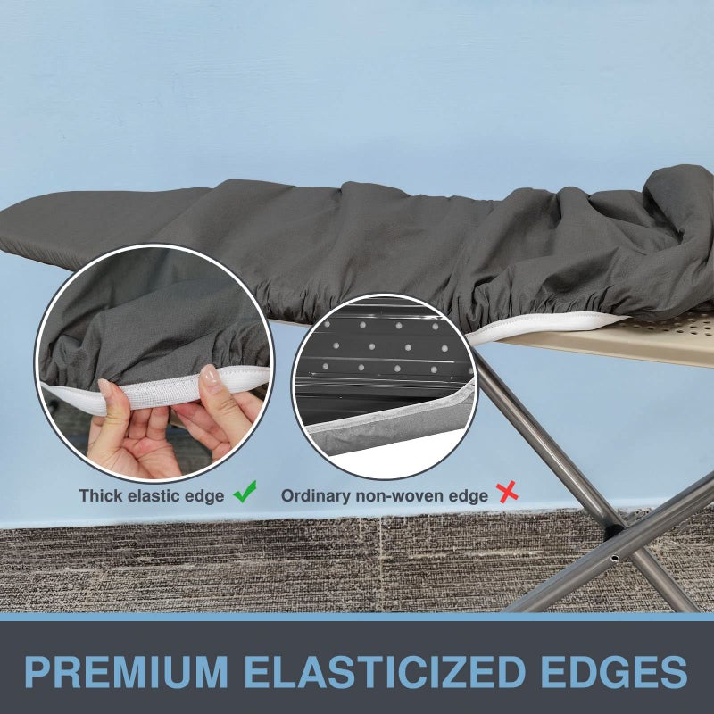 VividPaw Ironing Board Cover and Pad, Standard Size 15x54, Thick Padding, Elastic Edge, Silicone Coated, Resist Scorching, Adjustable Fastener, Heavy Duty Padded Iron Board Covers (Black) - Image 3