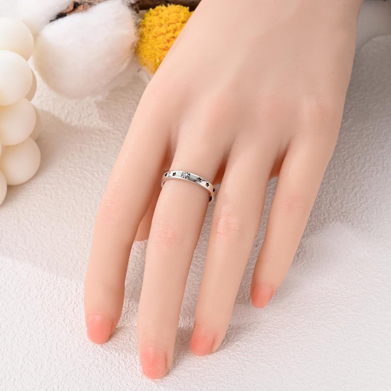 Parmuz 925 Sterling Silver Rings for Woman Dainty Stackable CZ Star Moon Cross Eternity Engagement Bands Ring for Her - Image 5