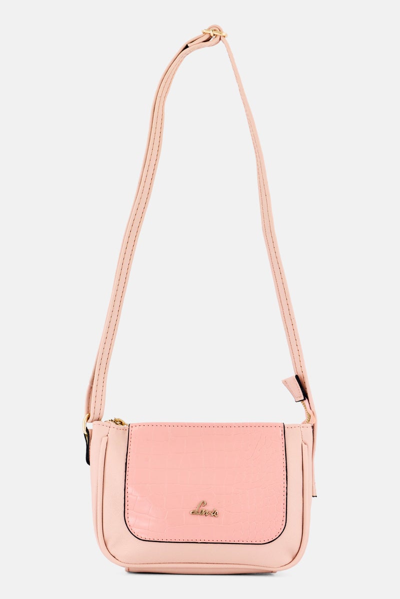 Lavie حقيبة كتف نسائية بشعار العلامة التجارية، وردي - Image 1