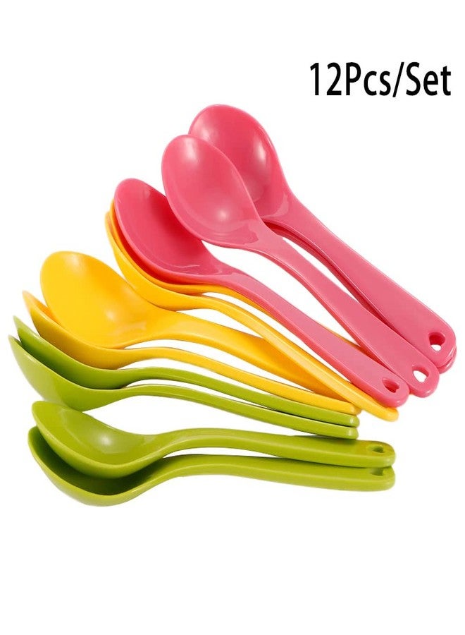 SpiderJuice 12pc Multicolour Reusable Plastic Cutlery Spoon Set for Toddler Baby, Kids Lunch Box, Dessert, Ice Cream, Tea, Coffee - Image 2