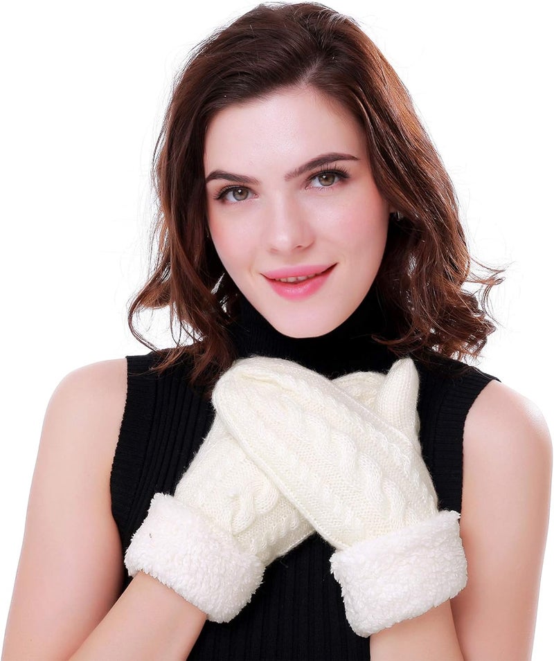 Whiteleopard Women's Winter Gloves Warm Lining - Cozy Wool Knit Thick Gloves Mittens - Image 4
