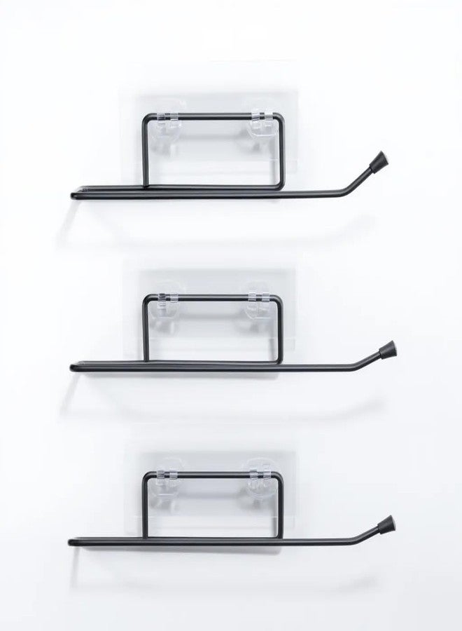 Style Keepers Self Adhesive Toilet Paper Holder Pack of 3 | Wall Mounted Bathroom Tissue Roll Stand | Heavy Duty Mild Steel Matte Black | Drill Free Rust Resistant Washroom Holder - Image 2