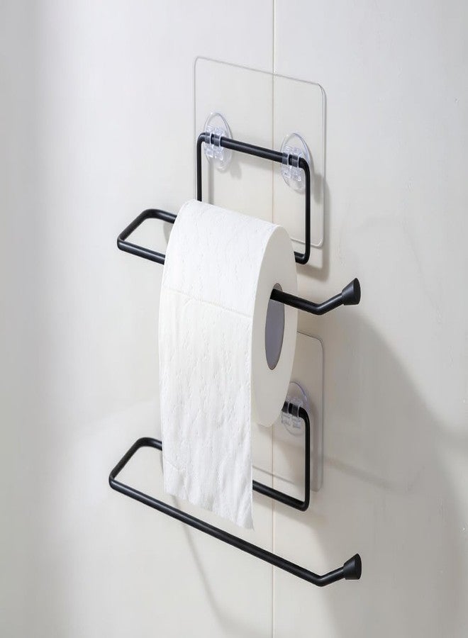 Style Keepers Self Adhesive Toilet Paper Holder Pack of 3 | Wall Mounted Bathroom Tissue Roll Stand | Heavy Duty Mild Steel Matte Black | Drill Free Rust Resistant Washroom Holder - Image 3