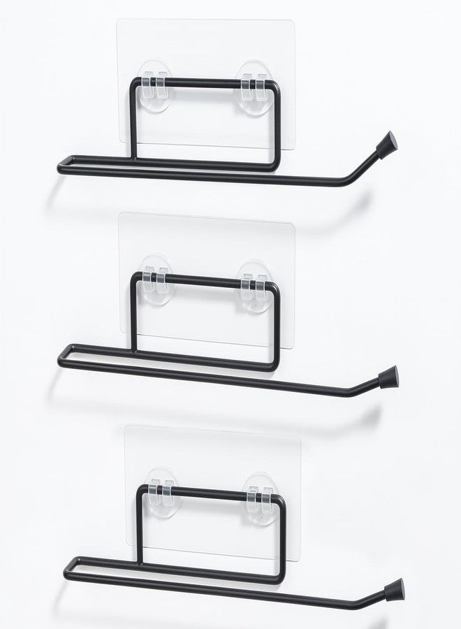 Style Keepers Self Adhesive Toilet Paper Holder Pack of 3 | Wall Mounted Bathroom Tissue Roll Stand | Heavy Duty Mild Steel Matte Black | Drill Free Rust Resistant Washroom Holder - Image 1