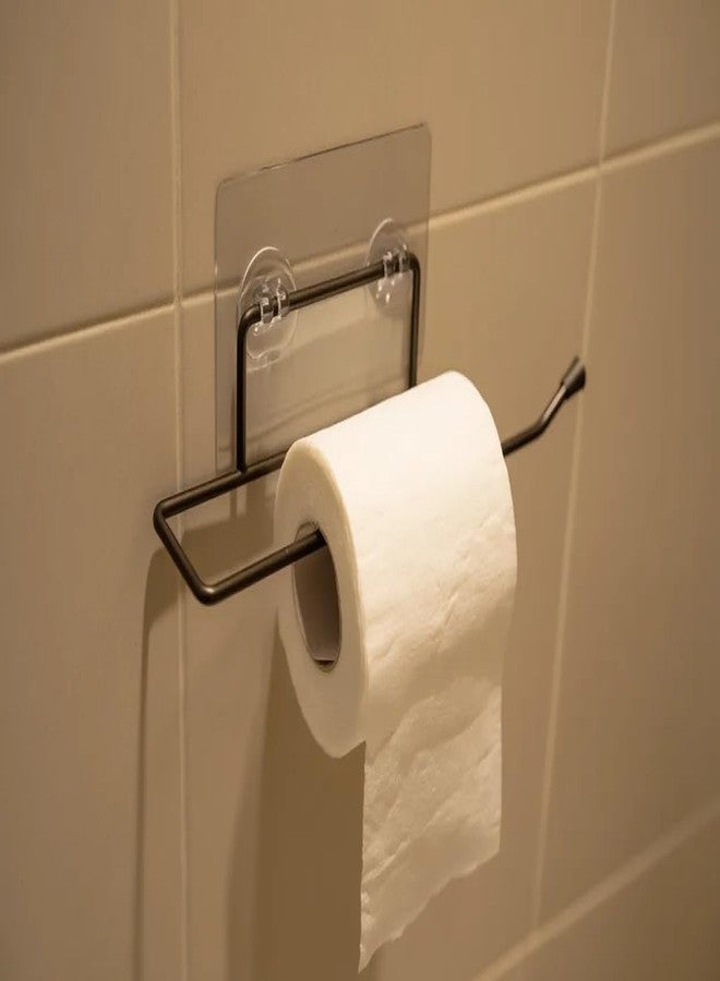 Style Keepers Self Adhesive Toilet Paper Holder Pack of 3 | Wall Mounted Bathroom Tissue Roll Stand | Heavy Duty Mild Steel Matte Black | Drill Free Rust Resistant Washroom Holder - Image 4