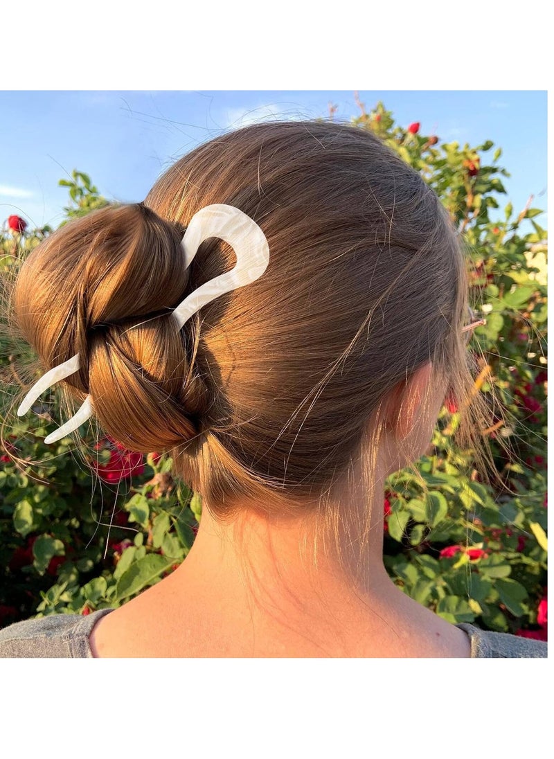 FRDTLUTHW - FRDTLUTHW 4.6Inch U Shaped Acetate French Hair Pin Tortoise Shell 2 Prong Bun Hair Sticks for Women Thick Long Hair(pack of 3) - Image 1