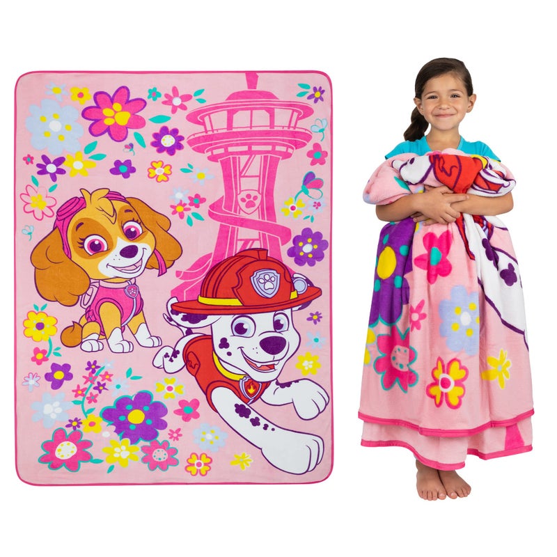 Franco Paw Patrol Girls Kids Bedding Super Soft Plush Micro Raschel Blanket, 62 in x 90 in, (Official) Nickelodeon Product By Franco - Image 1