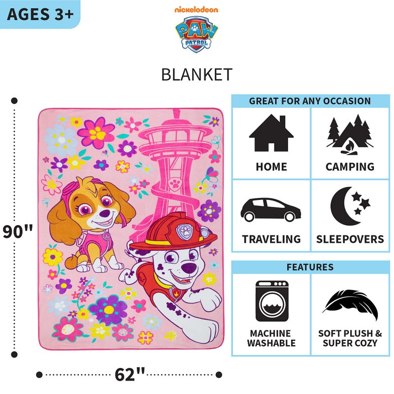 Franco Paw Patrol Girls Kids Bedding Super Soft Plush Micro Raschel Blanket, 62 in x 90 in, (Official) Nickelodeon Product By Franco - Image 3