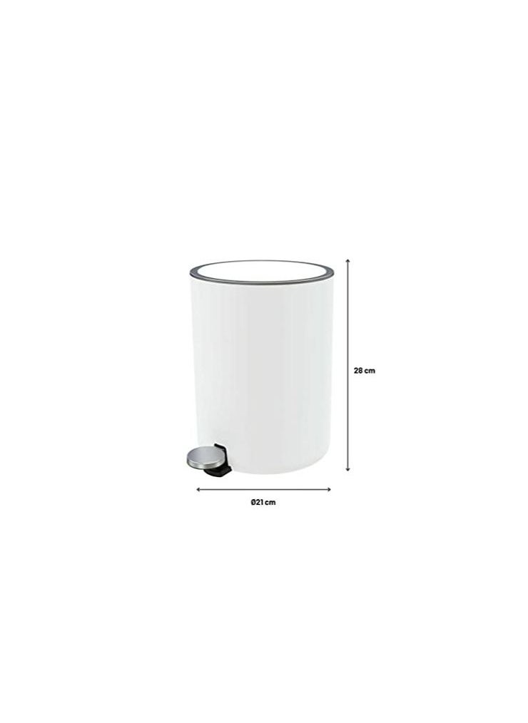 Primanova - Acrylic Basket Trash Can With Lid Soft Close, Foot Pedal Round Bathroom Garbage Can With Plastic Removable Inner Wastebasket, Dustbin With Soft Close 5 Liter -White - Image 1