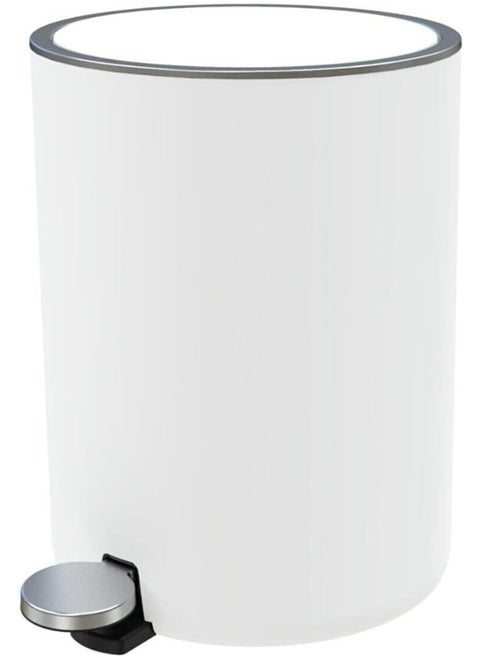 Acrylic Basket Trash Can With Lid Soft Close, Foot Pedal Round Bathroom Garbage Can With Plastic Removable Inner Wastebasket, Dustbin With Soft Close 5 Liter -White