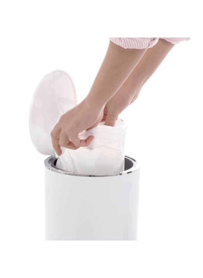 Primanova - Acrylic Basket Trash Can With Lid Soft Close, Foot Pedal Round Bathroom Garbage Can With Plastic Removable Inner Wastebasket, Dustbin With Soft Close 5 Liter -White - Image 1