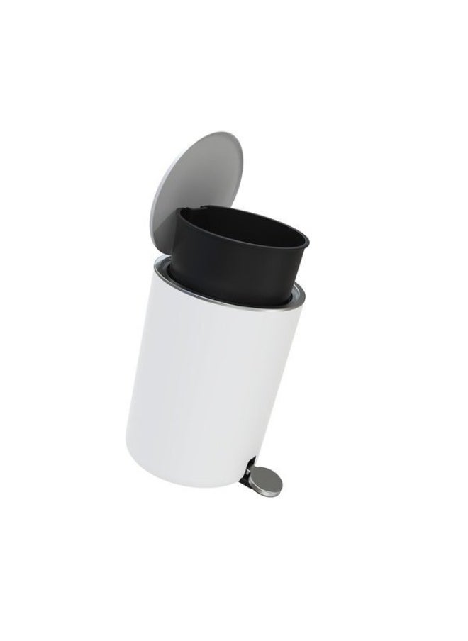 Primanova - Acrylic Basket Trash Can With Lid Soft Close, Foot Pedal Round Bathroom Garbage Can With Plastic Removable Inner Wastebasket, Dustbin With Soft Close 5 Liter -White - Image 1
