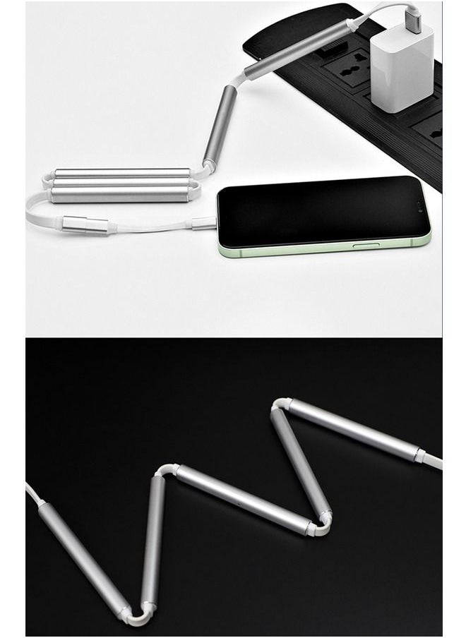 Kelesa - Three-in-one power bank, charging cable, and data cable. Magnetic design for easy storage. Equipped with Lighting cable and Type-C cable. Suitable for Android Apple - Image 1