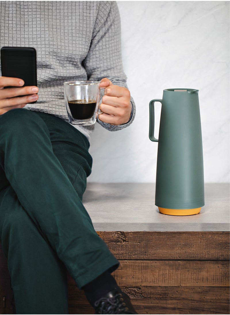TRAMONTINA Since 1911,Made in Brazil- Exata Green Plastic Thermal Flask with 1 Liter Glass Liner  - Image 4