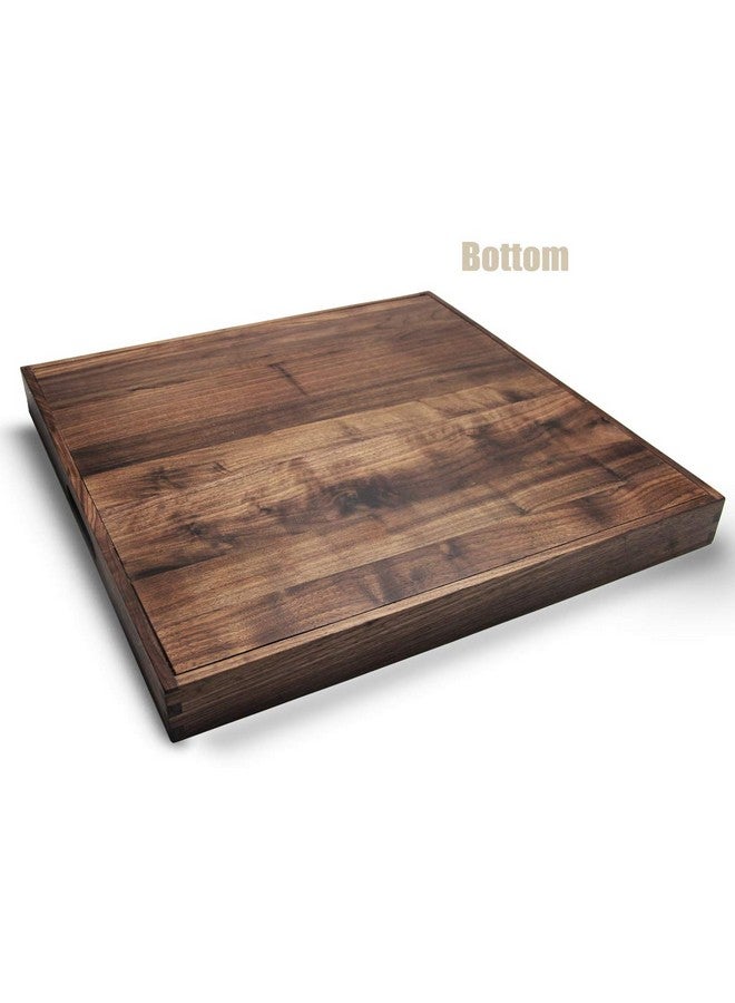 MAGIGO MAGIGO 19 x 19 Inches Large Square Black Walnut Wood Ottoman Tray with Handles, Serve Tea, Coffee or Breakfast in Bed, Classic Wooden Decorative Serving Tray  - Image 5