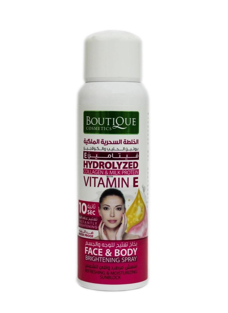 BOUTIQUE Face And Body Lightening Spray Royal Magic Instant Lightening Instant Blend in 10 Seconds Waterproof With Milk Protein Collagen & Vitamin Any Moisturizer Sunscreen 180 M 