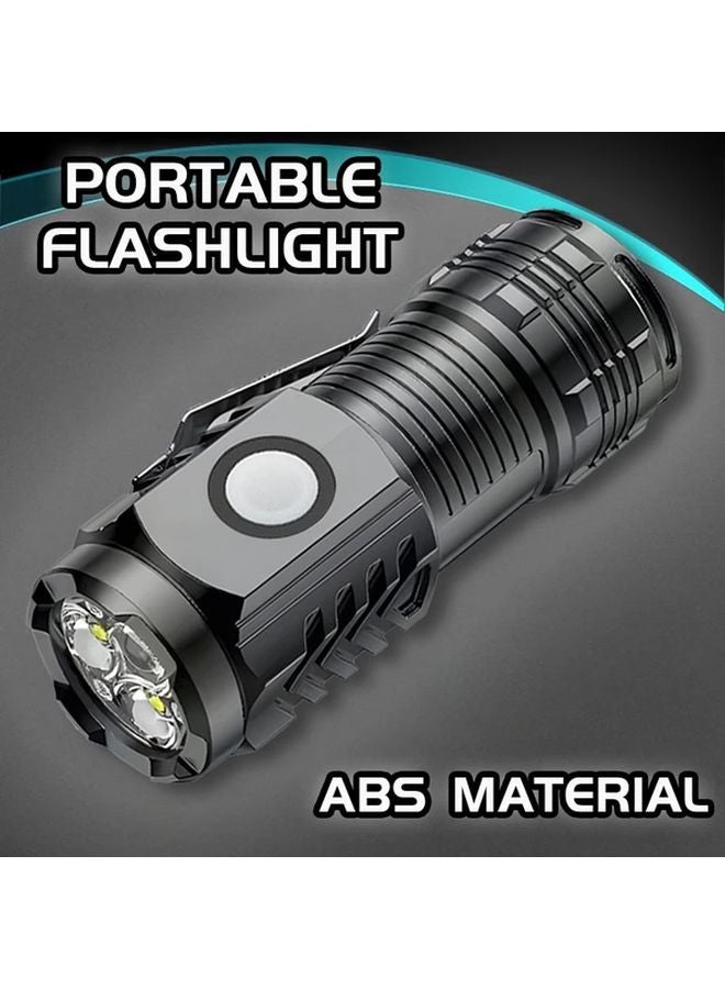 Black Super Mini 3 Eyed Monster Type C Rechargeable 5 Modes Handheld LED Flashlight - Image 5