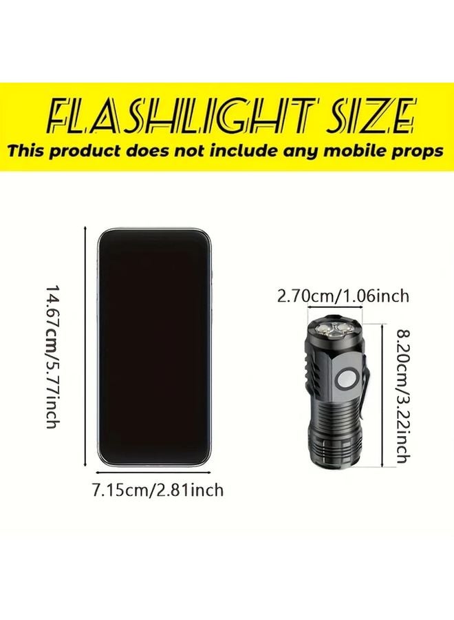 Black Super Mini 3 Eyed Monster Type C Rechargeable 5 Modes Handheld LED Flashlight - Image 4