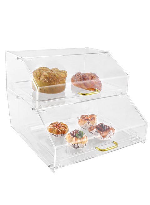Pastry Display Case - Acrylic Countertop Bakery Display Case - Organizer Storage Holder Stand for Bagels, Bread and Muffins with Hinged Door for Cake Bakery Kitchen Stuff
