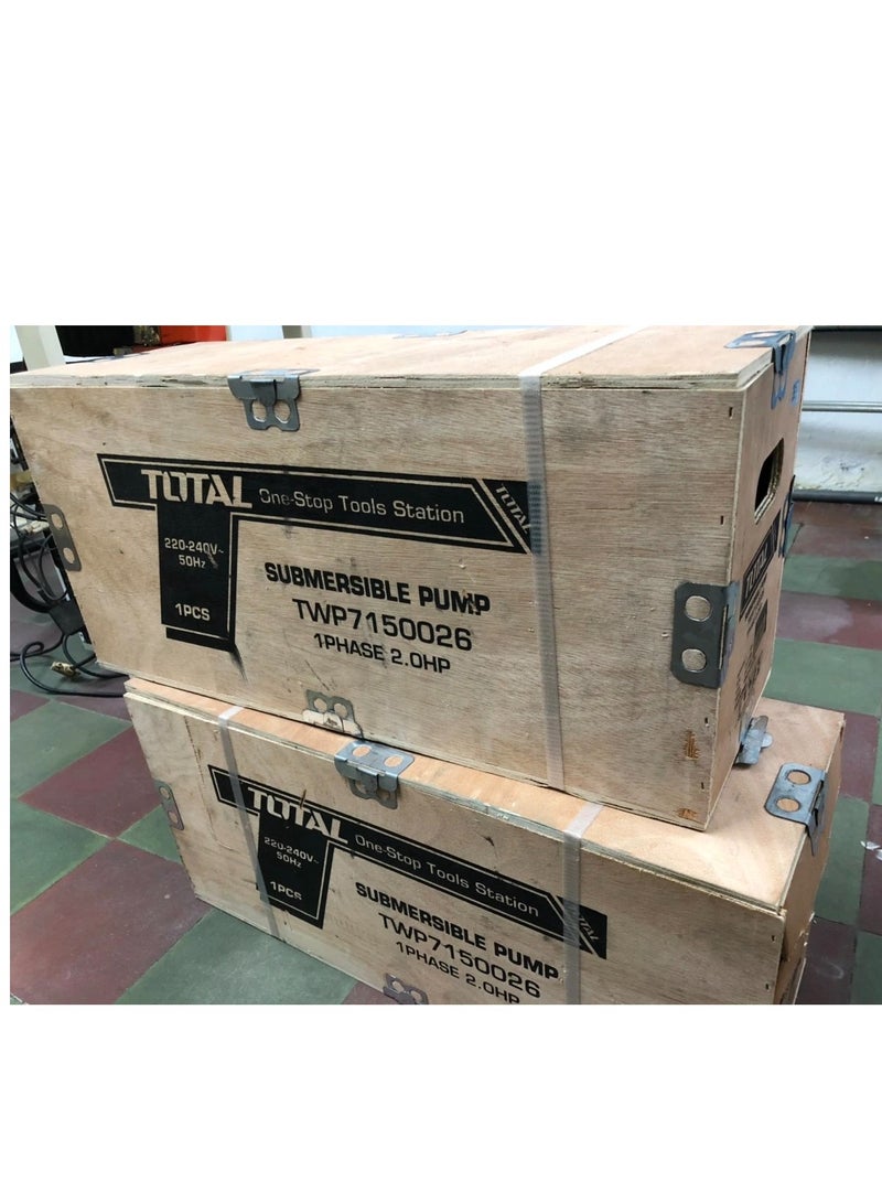 TOTAL Total Submersible Sewage Water Pump 1500W (2.0HP) - Max Head 14.5m, 350L/min Flow Rate, Stainless Steel & Cast Iron Construction, Built-in Cutting Blade, 9m Cable, for Dirty Water Removal, with Control Box  - Image 2