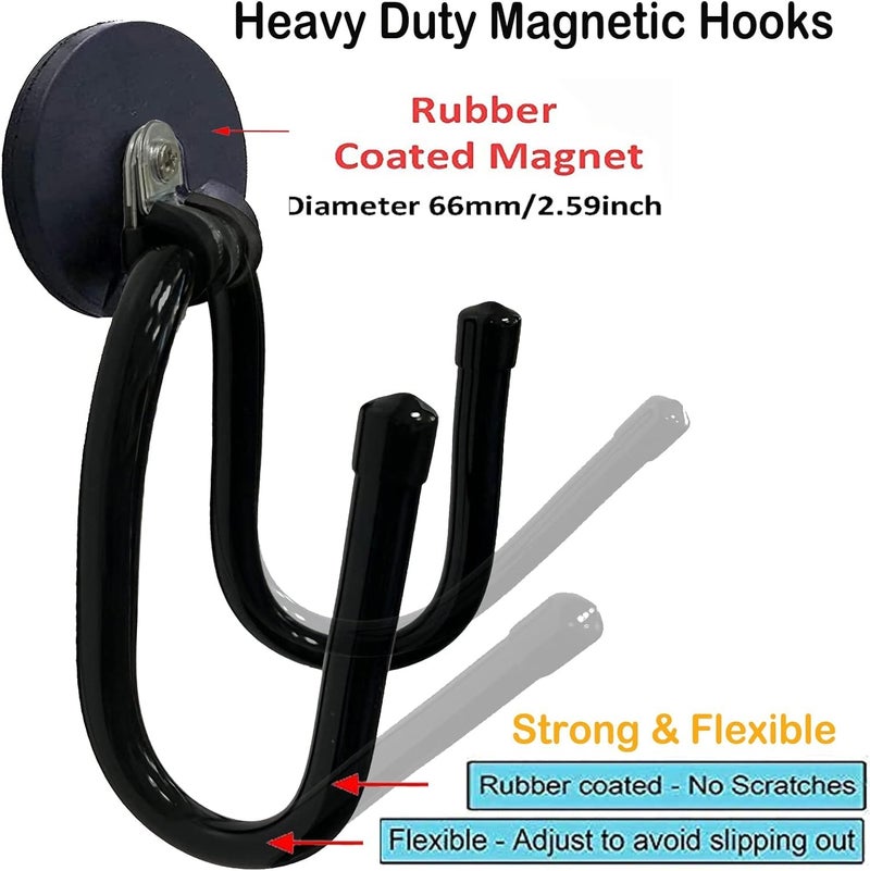 AUXPhome 4 Pack Strong Garage Magnetic Hooks, Power Tool Organizer Rack, Heavy Duty Storage Utility Magnet Hooks for Power Drill,Garden Tools, Hose,Pegboard,Garage, Workshop for Indoor & Outdoor Hanging - Image 3
