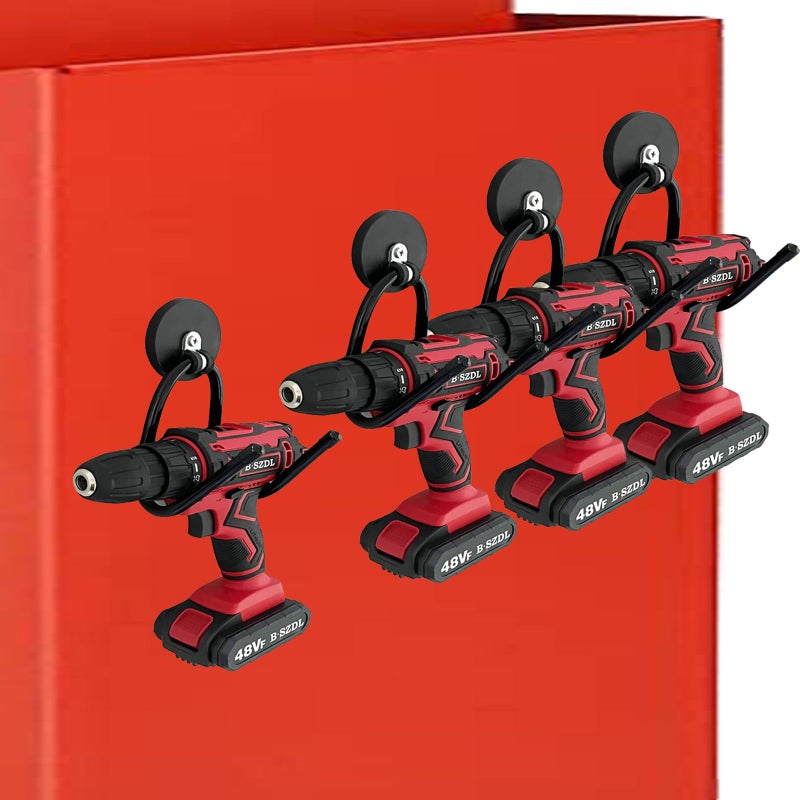 AUXPhome 4 Pack Strong Garage Magnetic Hooks, Power Tool Organizer Rack, Heavy Duty Storage Utility Magnet Hooks for Power Drill,Garden Tools, Hose,Pegboard,Garage, Workshop for Indoor & Outdoor Hanging - Image 1
