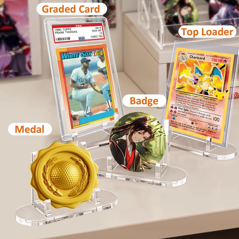 tutata Acrylic Trading Card Display Stand, 10 Pack Clear Card Stands, Card Stands for Sports Cards, Sports Card Holder, PSA Graded Card Display - Image 4