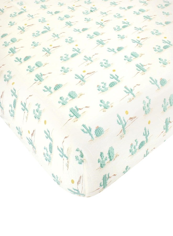 Hudson Baby Unisex Baby Cotton Fitted Crib Sheet, Desert Cactus, One Size - Image 1