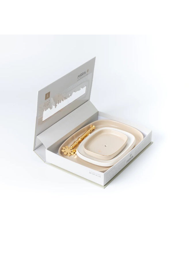 Miral 3 Layer Stand From Mirral - Beige + Gold - Image 2