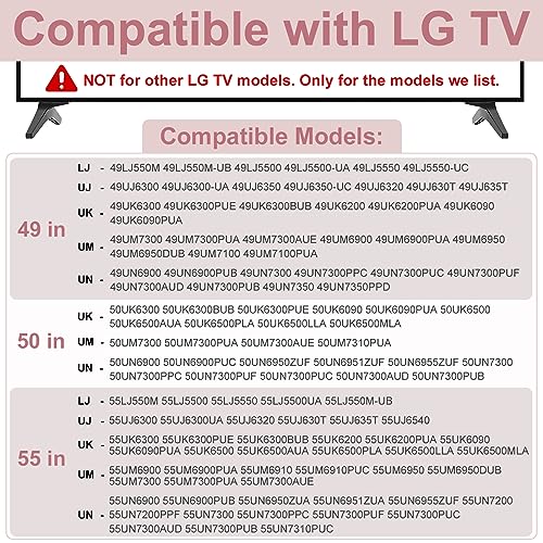 Dinghosen 49 50 55 Inch TV Stand for LG TV Legs 55UJ6300 55UK6500 55LJ550M 55UM7300 55UN6900 55UJ6540 50UJ6300 50UK6300 50UK6500AUA 50UN6950 49UK6300 MAM643660 MEZ64114730 Replacement Legs for LG TV with Screws - Image 3