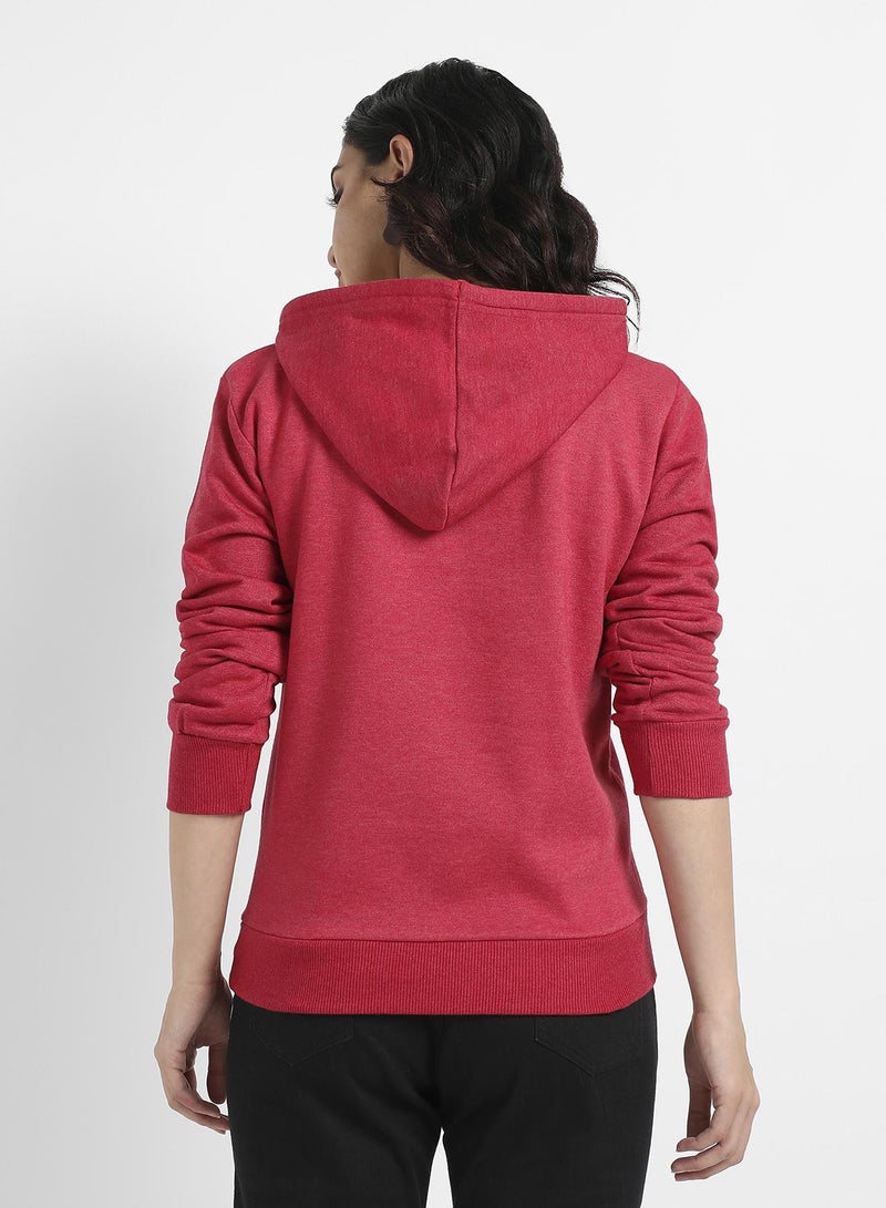 Campus Sutra Women's Red Patch Pocket Denim Jacket With Detachable Hood - Image 5