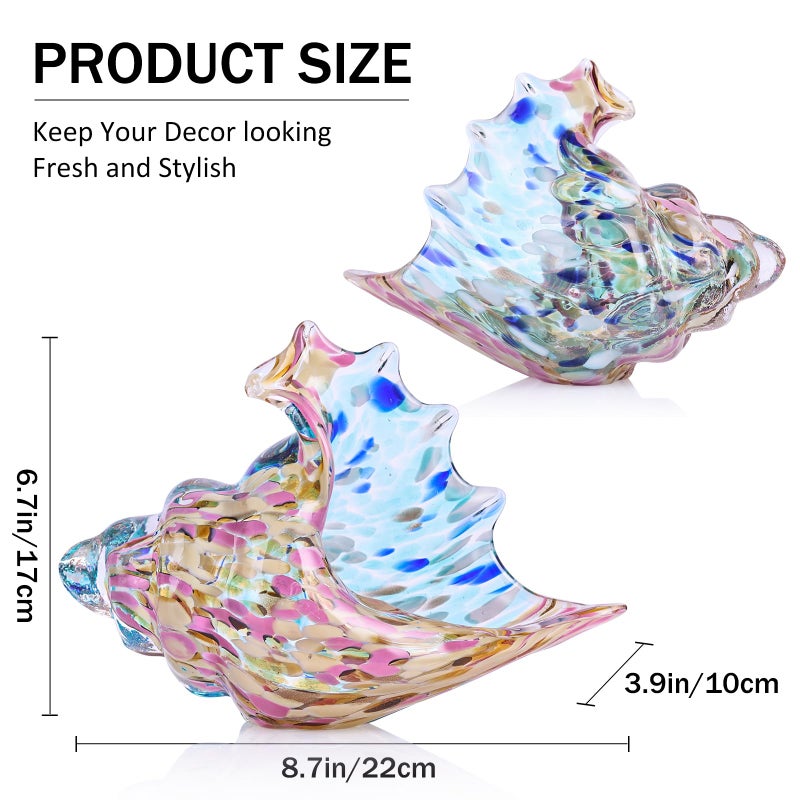 DOVDOV Hand Blown Glass Conch Figurines, Stained sea Glass Artwork, sea Shell Coastal Decorations for Beach Themed Rooms, TV cabinets, Living Rooms, Coffee Table Stands, Dining Table centerpieces. - Image 2