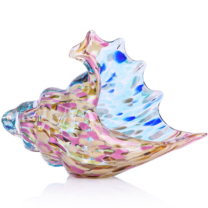 DOVDOV Hand Blown Glass Conch Figurines, Stained sea Glass Artwork, sea Shell Coastal Decorations for Beach Themed Rooms, TV cabinets, Living Rooms, Coffee Table Stands, Dining Table centerpieces. - Image 1